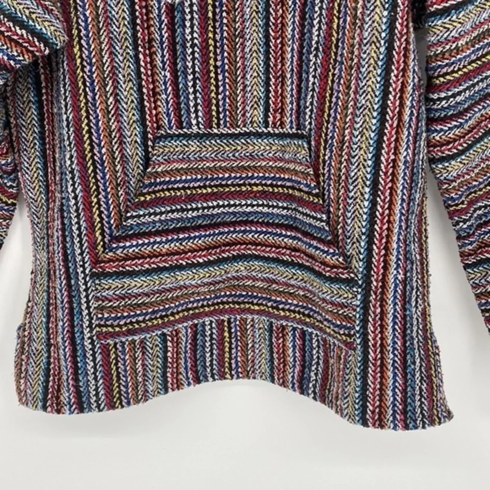 Earth Ragz Bright Colorful Boho Hippy‎ Hoodie Pullover Mexican Blanket Small